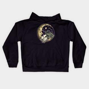 Witchy Cottagecore Frog, Spell Book and Moon Kids Hoodie